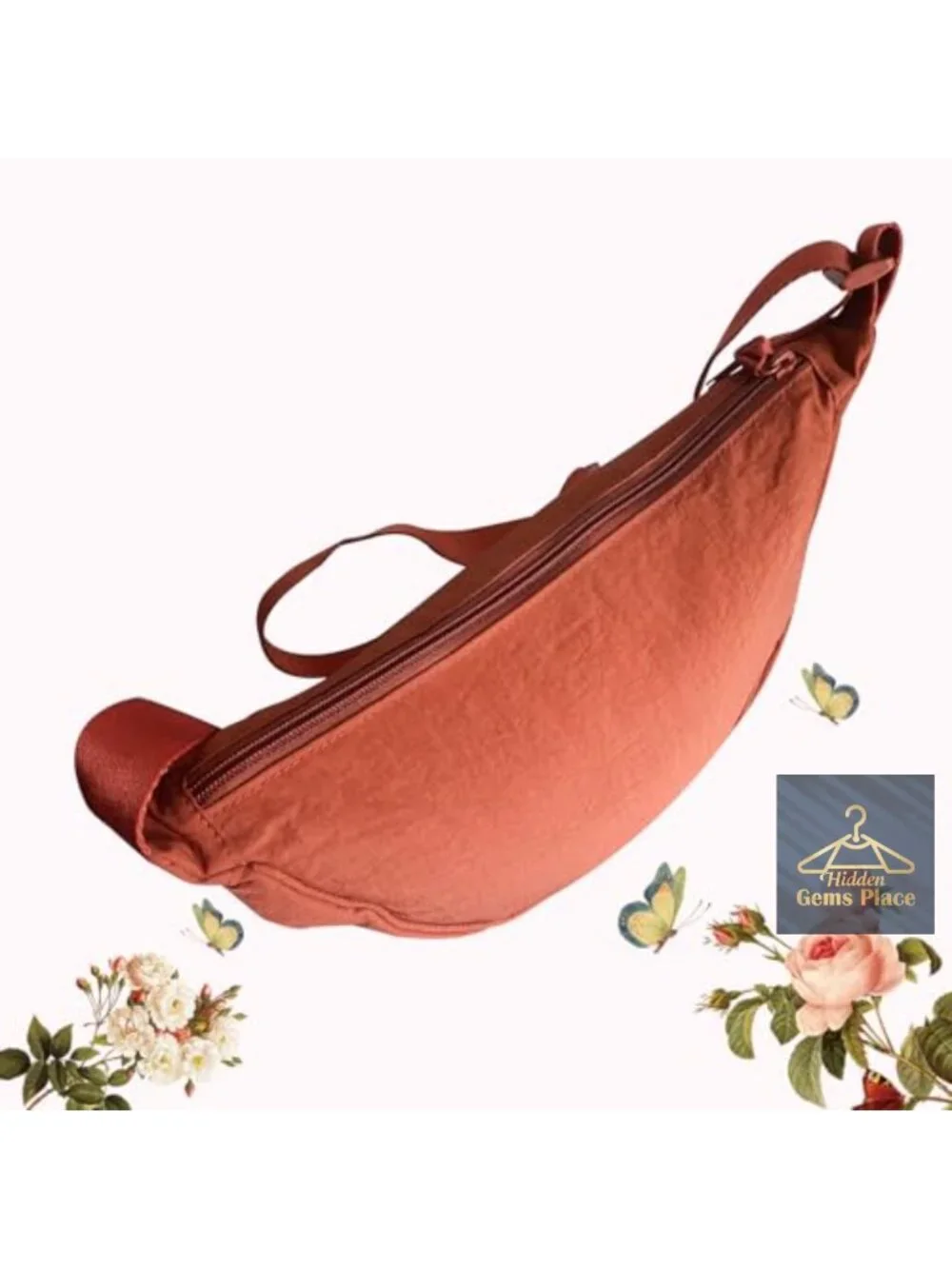 Nylon Crescent Crossbody Bag Adjustable Strap Lightweight Travel Shoulder Purse